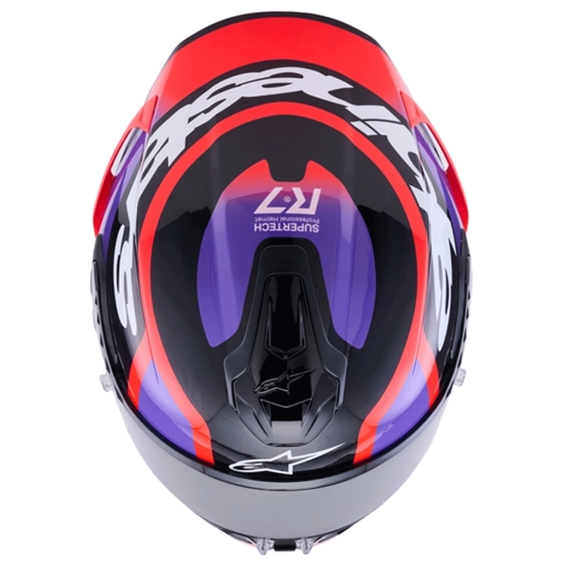 Casque intégral de moto Alpinestars S-R7 Lumen noir-violet-rouge fluo-blanc