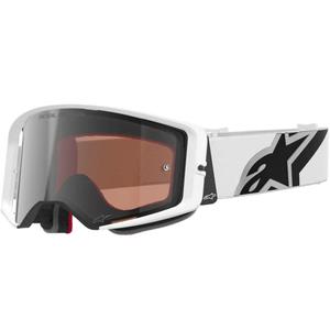 Lunettes de motocross Alpinestars Supertech Corp blanches et grises avec plexiglas rouge