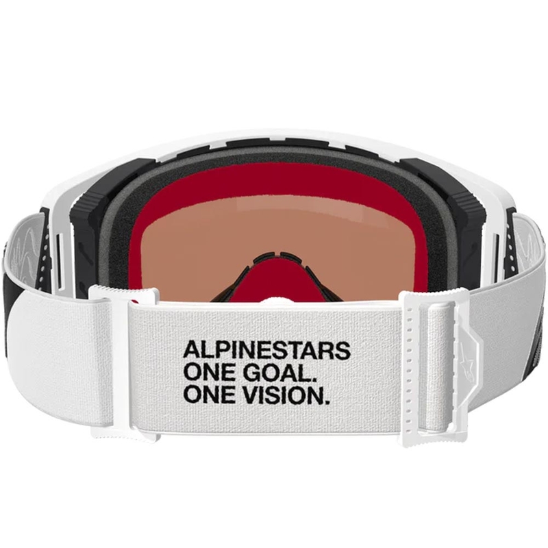 Lunettes de motocross Alpinestars Supertech Corp blanches et grises avec plexiglas rouge