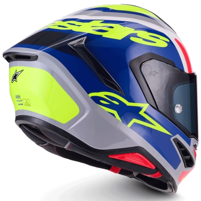 Casque intégral de moto Alpinestars S-R7 Lumen argent-noir-rose-jaune fluo