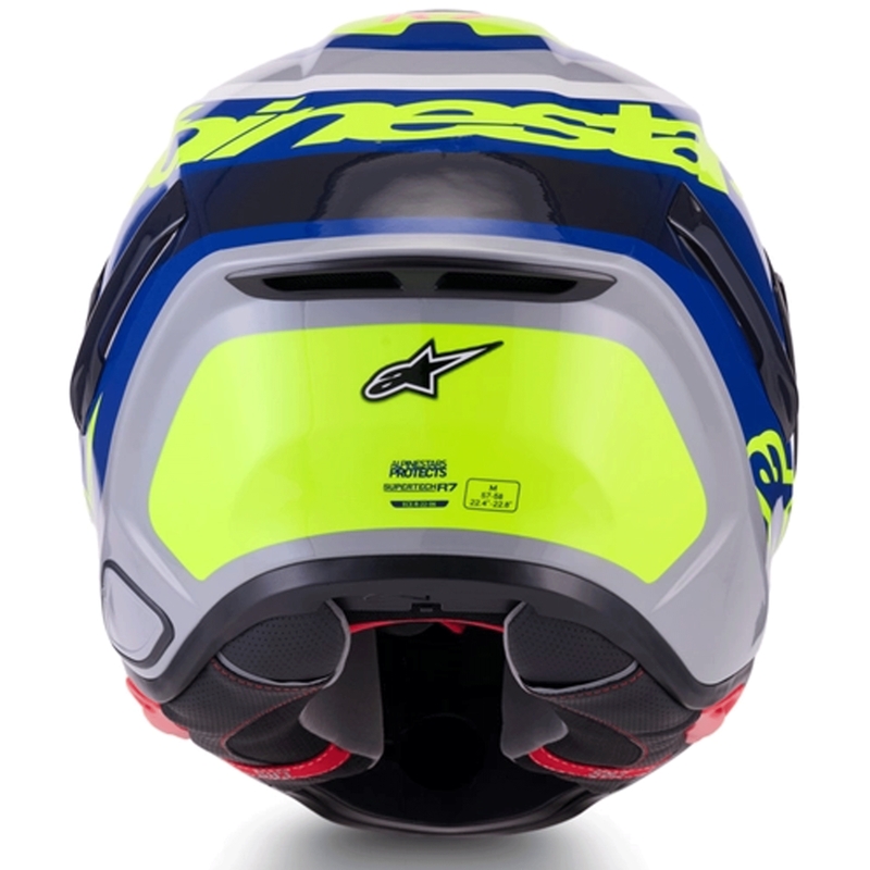 Casque intégral de moto Alpinestars S-R7 Lumen argent-noir-rose-jaune fluo