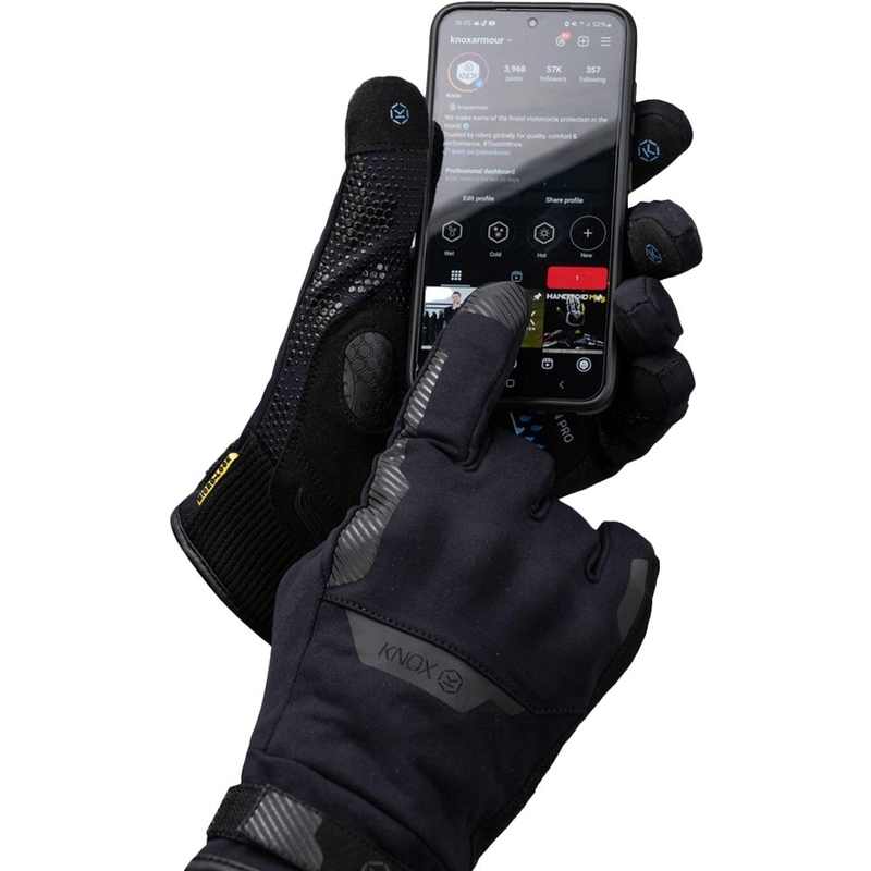 Gants de moto imperméables Knox Action PRO noirs