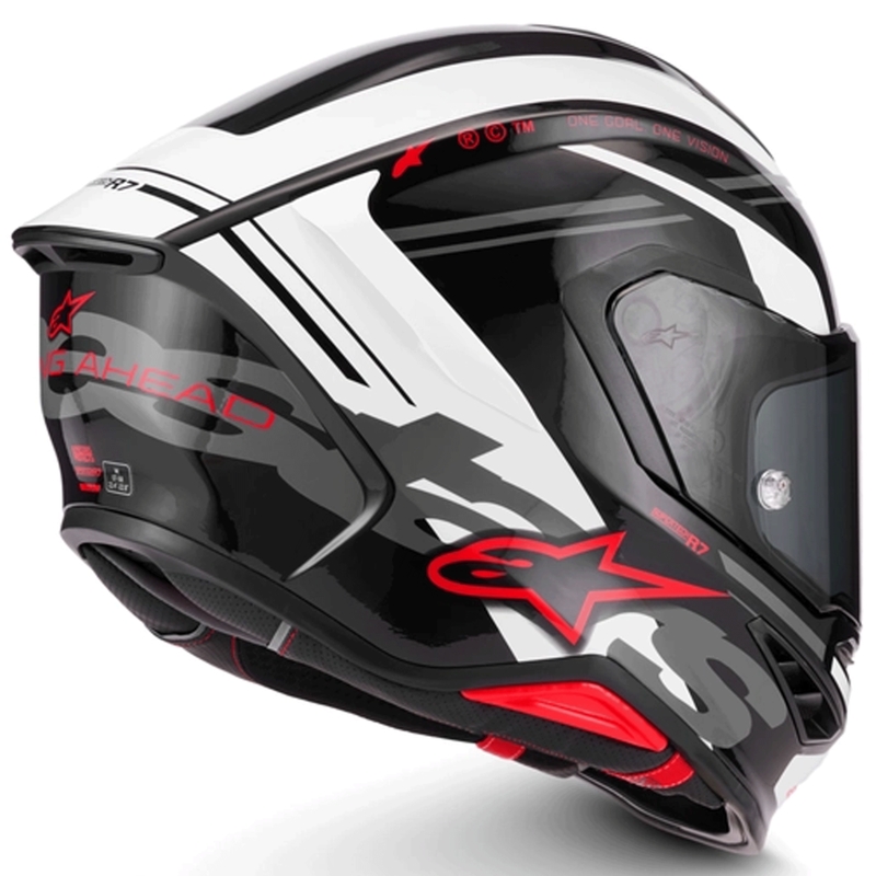 Casque intégral de moto Alpinestars S-R7 A-Core noir-blanc-rouge