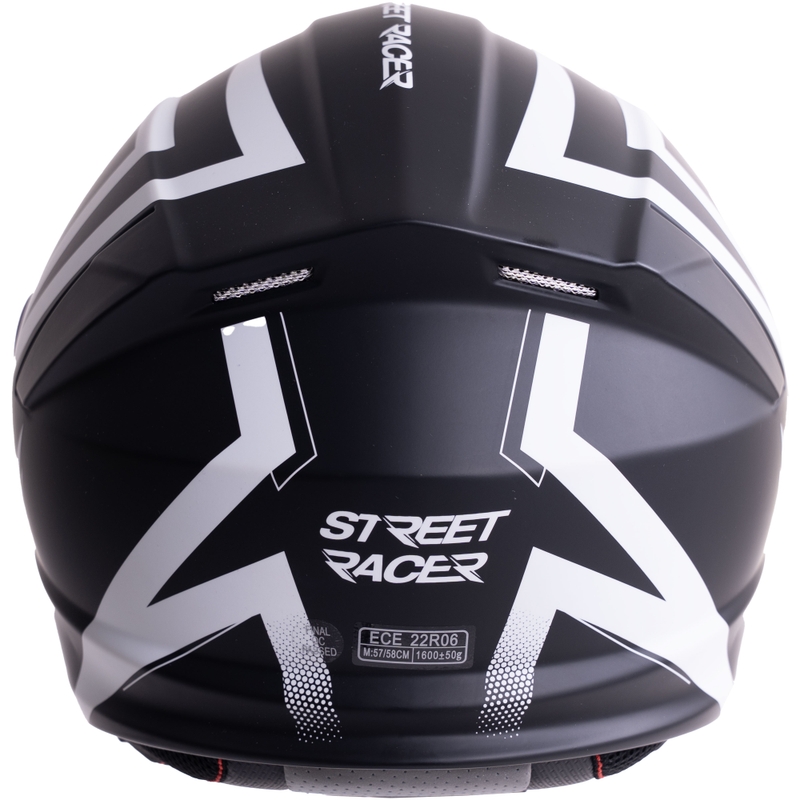 Casque de moto modulable Street Racer Fury noir mat et blanc - échantillon