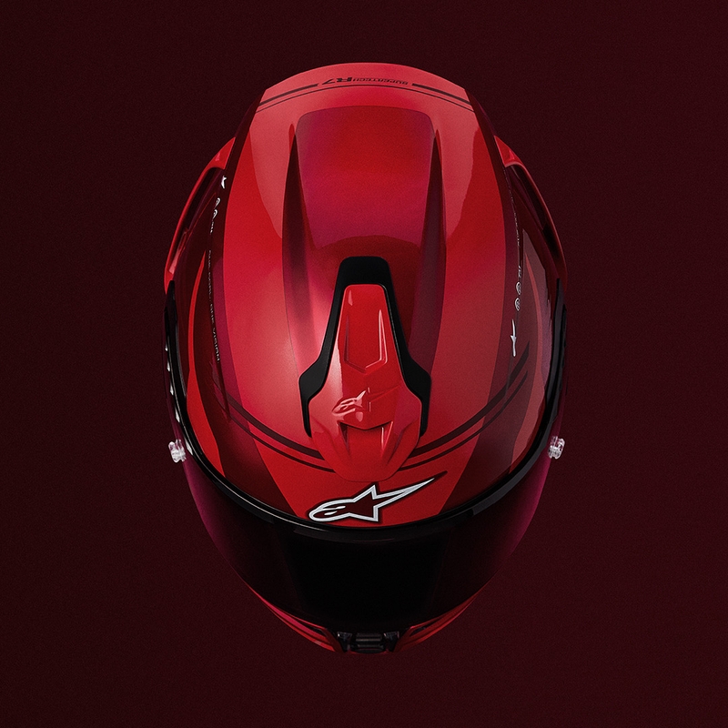Casque intégral de moto Alpinestars S-R7 A-Core rouge et blanc