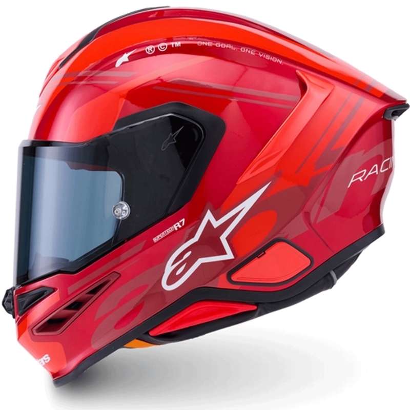 Casque intégral de moto Alpinestars S-R7 A-Core rouge et blanc