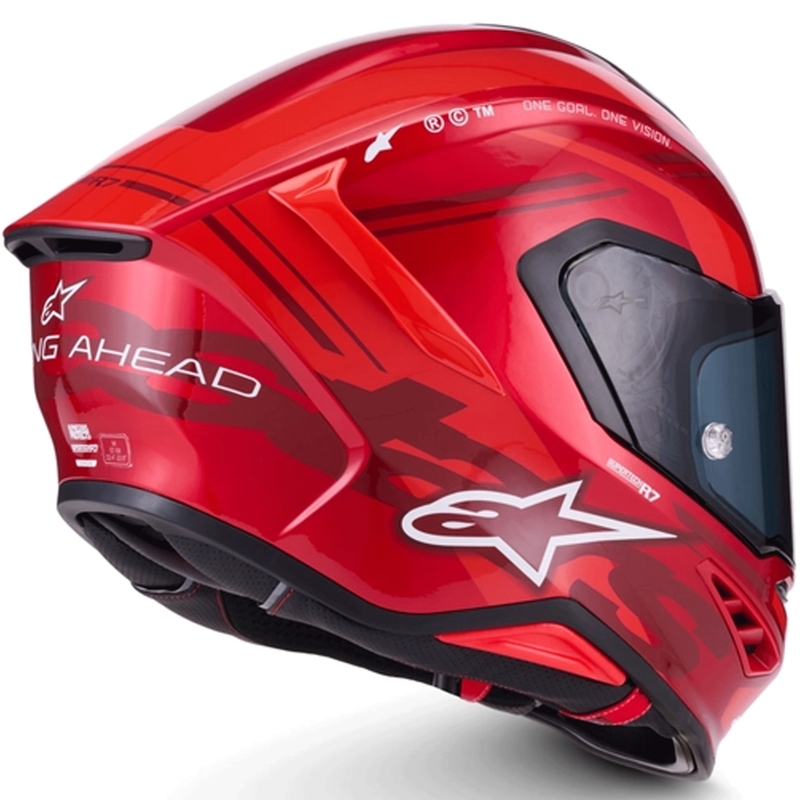 Casque intégral de moto Alpinestars S-R7 A-Core rouge et blanc