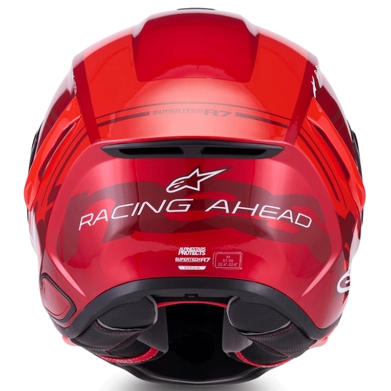 Casque intégral de moto Alpinestars S-R7 A-Core rouge et blanc