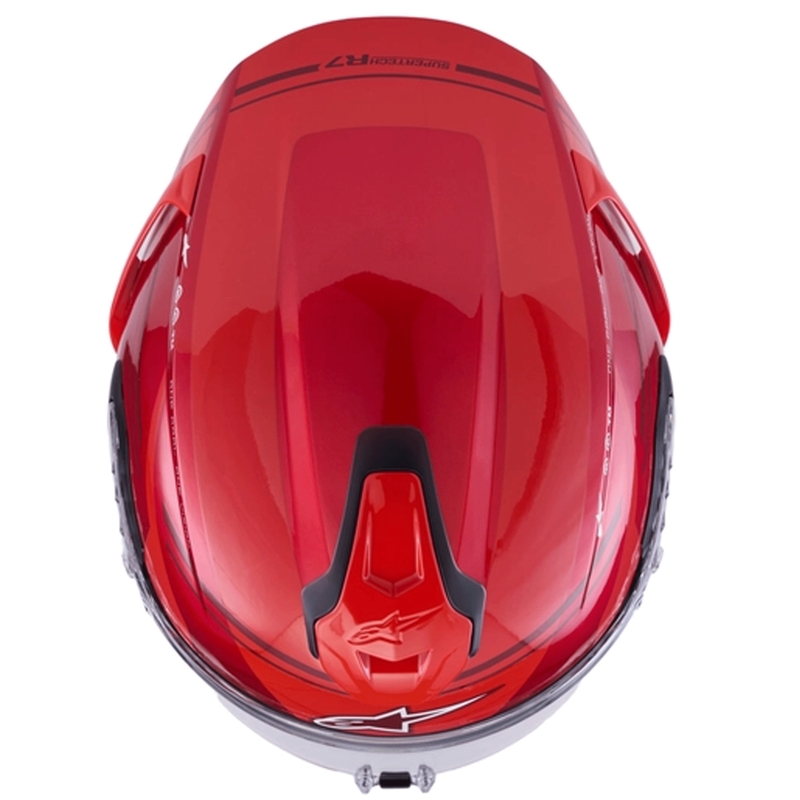 Casque intégral de moto Alpinestars S-R7 A-Core rouge et blanc