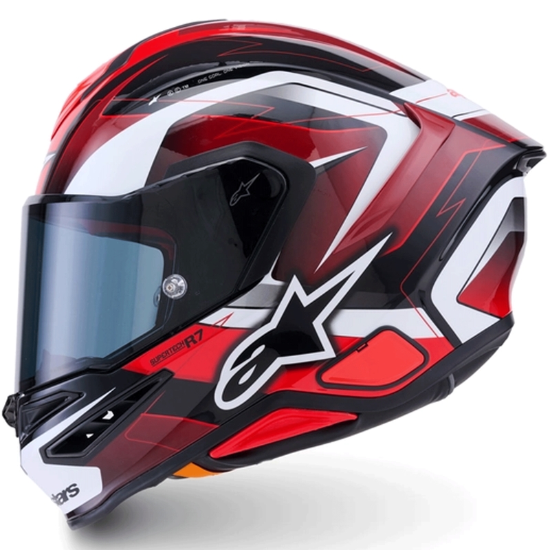 Casque intégral de moto Alpinestars S-R7 Kinetis noir-rouge-blanc