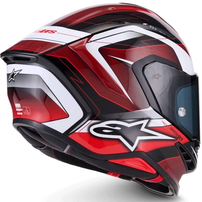 Casque intégral de moto Alpinestars S-R7 Kinetis noir-rouge-blanc