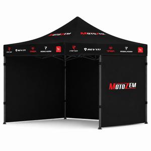 Tente de course MotoZem avec parois latérales, noire