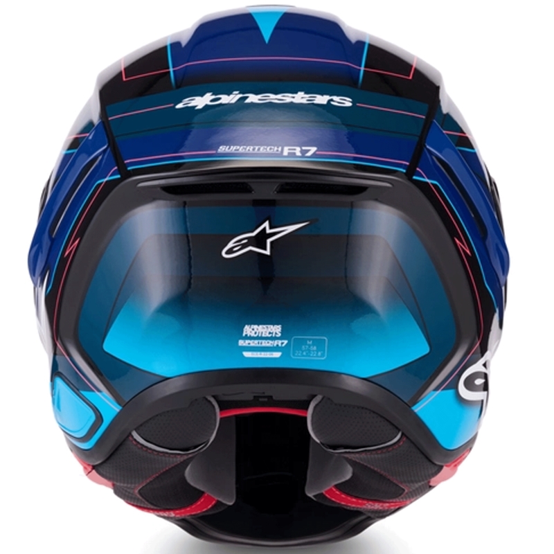 Casque intégral de moto Alpinestars S-R7 Kinetis noir-bleu-rose fluo-blanc