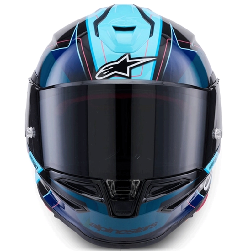 Casque intégral de moto Alpinestars S-R7 Kinetis noir-bleu-rose fluo-blanc