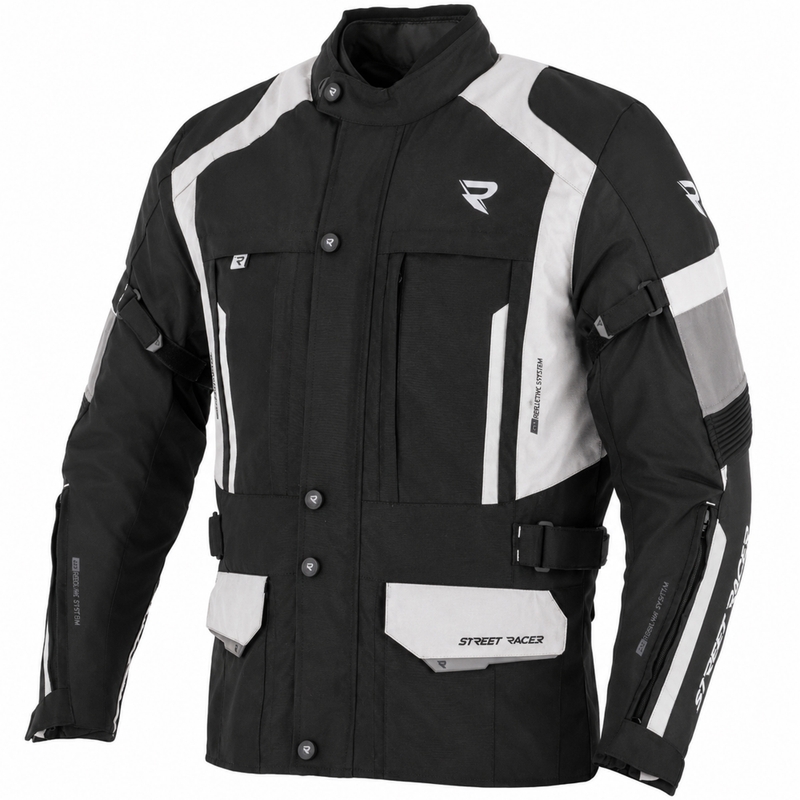 Veste de moto Street Racer Hilax noire et gris clair
