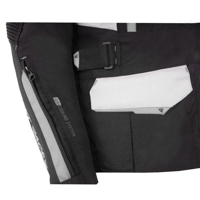 Veste de moto Street Racer Hilax noire et gris clair