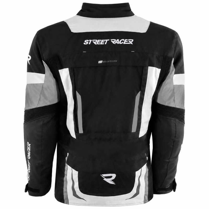 Veste de moto Street Racer Hilax noire et gris clair