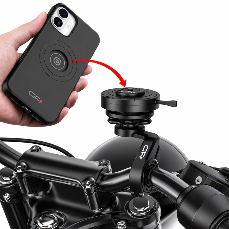 Support de téléphone GRxplore MT10 pour guidon de moto courbé, noir