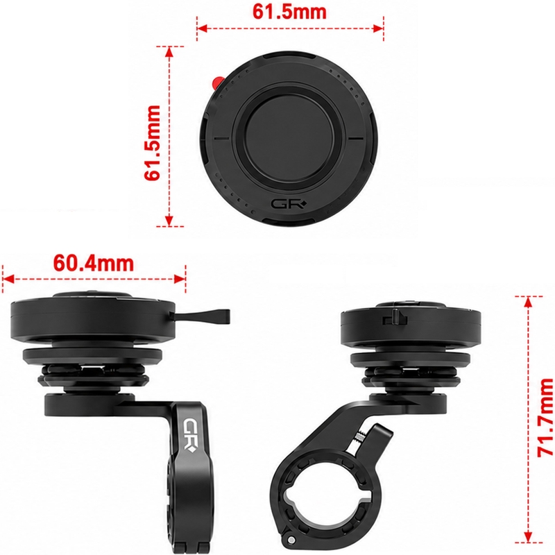 Support de téléphone GRxplore MT10 pour guidon de moto courbé, noir