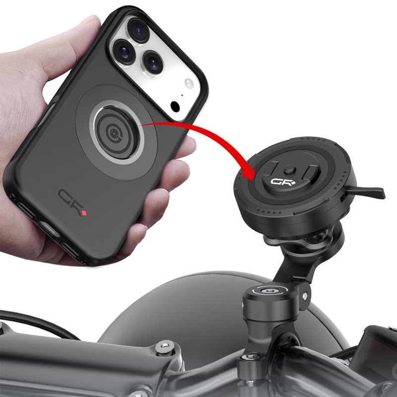 Support de téléphone pour guidon de moto avec bras réglable GRxplore MT11 noir