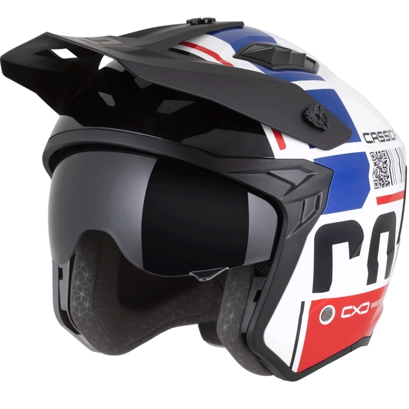 Casque de moto modulable Cassida Cross Country Code blanc-rouge-bleu-noir
