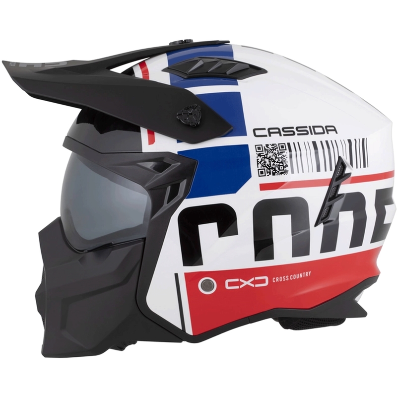 Casque de moto modulable Cassida Cross Country Code blanc-rouge-bleu-noir