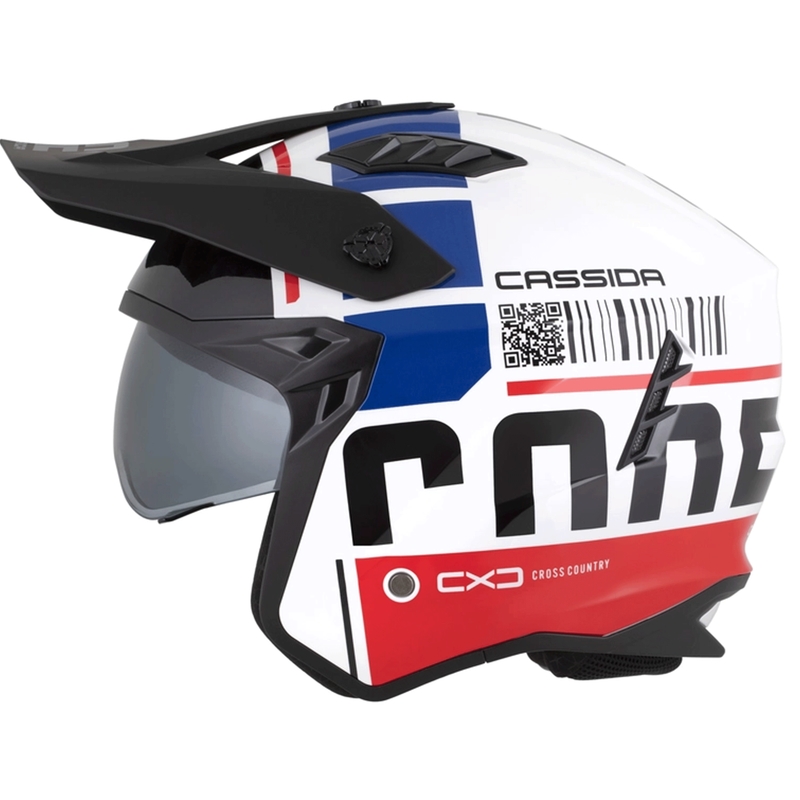 Casque de moto modulable Cassida Cross Country Code blanc-rouge-bleu-noir