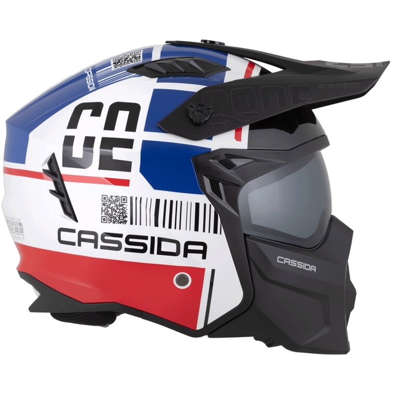 Casque de moto modulable Cassida Cross Country Code blanc-rouge-bleu-noir