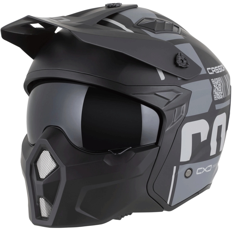 Casque de moto modulable Cassida Cross Country Code noir mat-gris foncé-gris clair