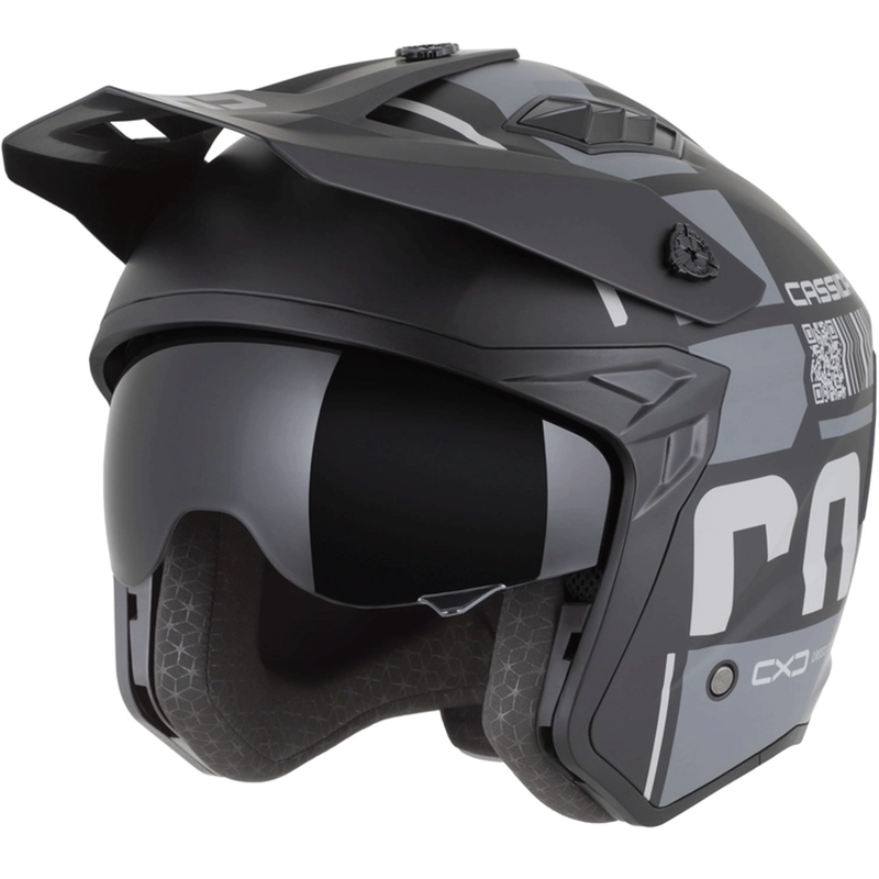 Casque de moto modulable Cassida Cross Country Code noir mat-gris foncé-gris clair
