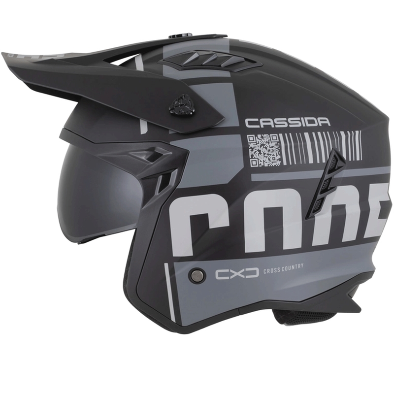 Casque de moto modulable Cassida Cross Country Code noir mat-gris foncé-gris clair
