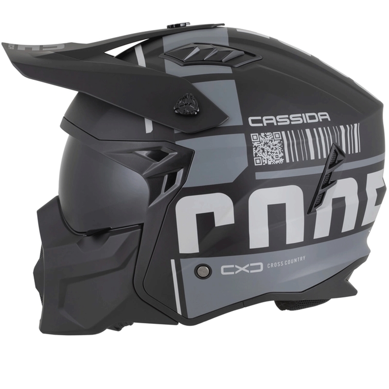 Casque de moto modulable Cassida Cross Country Code noir mat-gris foncé-gris clair