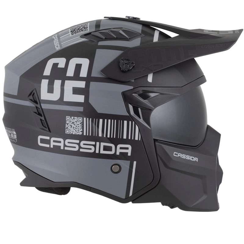 Casque de moto modulable Cassida Cross Country Code noir mat-gris foncé-gris clair