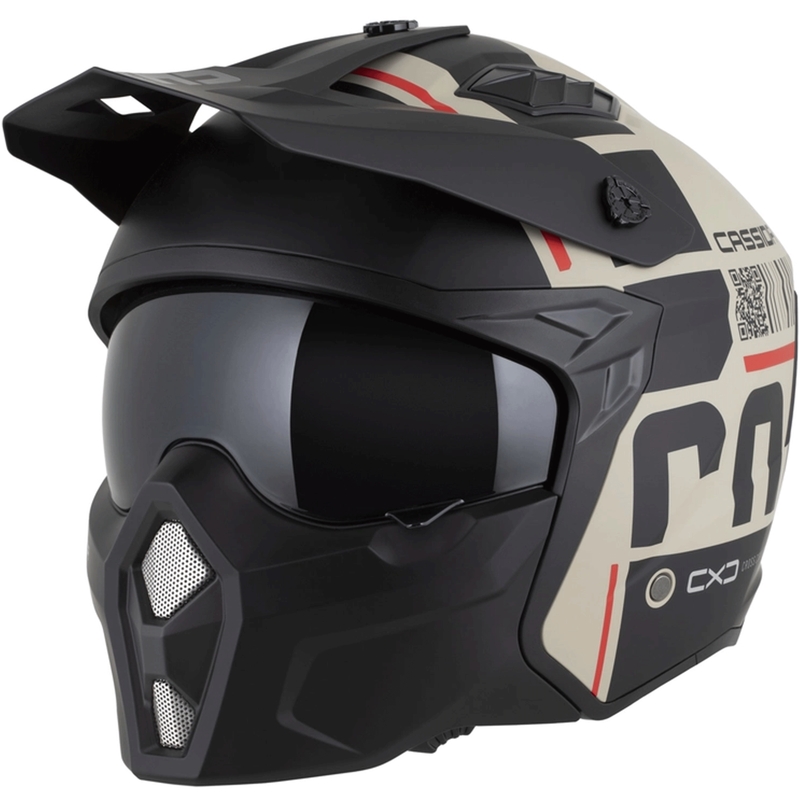 Casque de moto modulable Cassida Cross Country Code sable mat noir-rouge