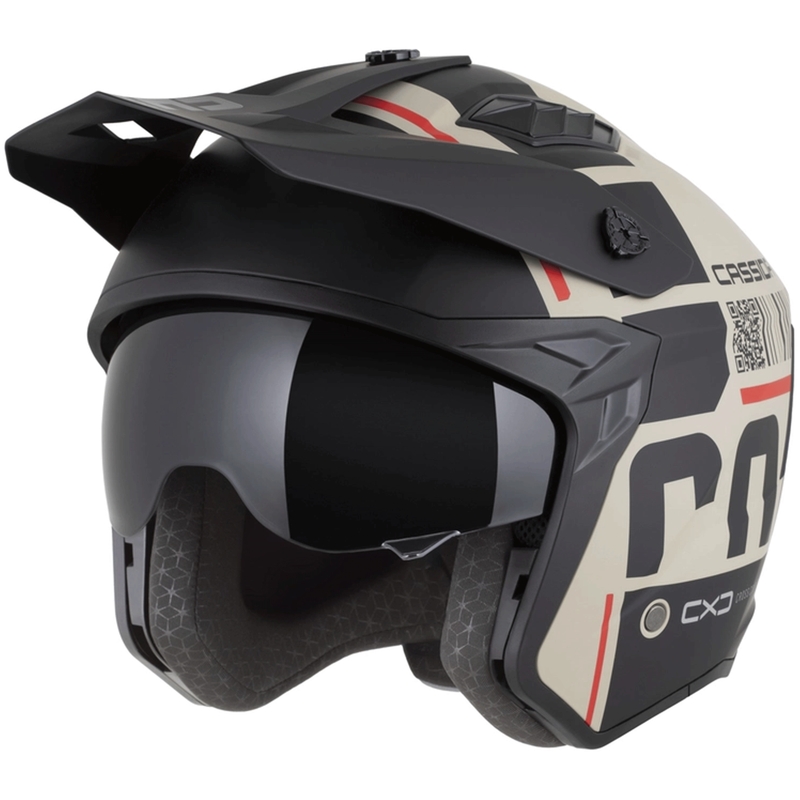 Casque de moto modulable Cassida Cross Country Code sable mat noir-rouge