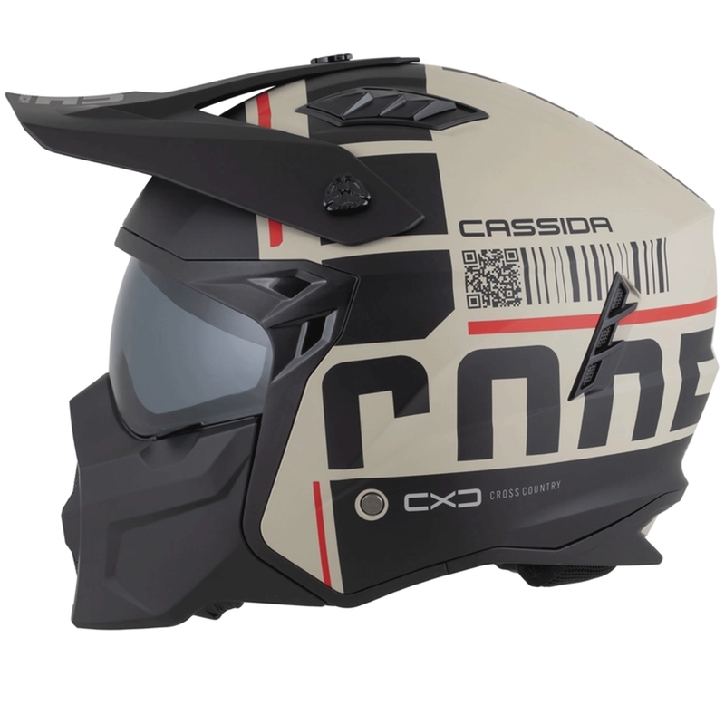 Casque de moto modulable Cassida Cross Country Code sable mat noir-rouge