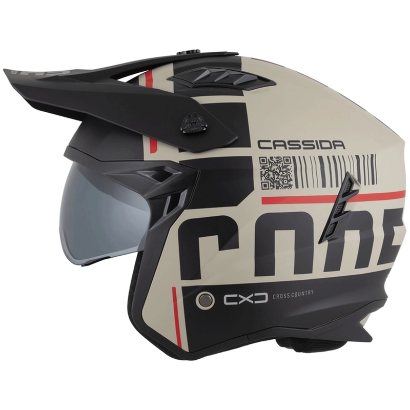 Casque de moto modulable Cassida Cross Country Code sable mat noir-rouge
