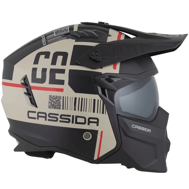 Casque de moto modulable Cassida Cross Country Code sable mat noir-rouge