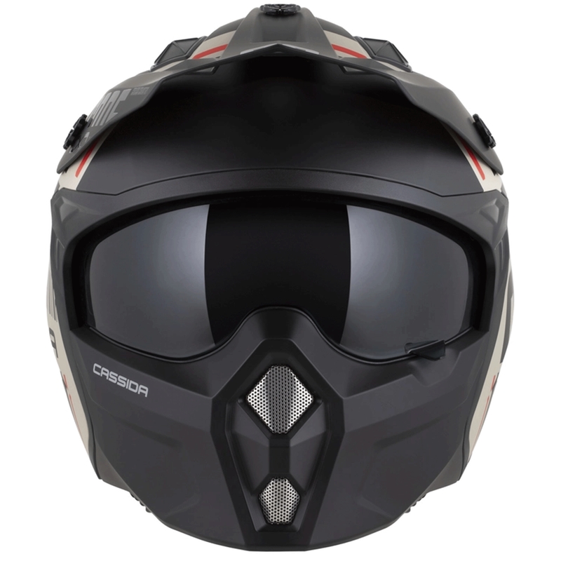 Casque de moto modulable Cassida Cross Country Code sable mat noir-rouge