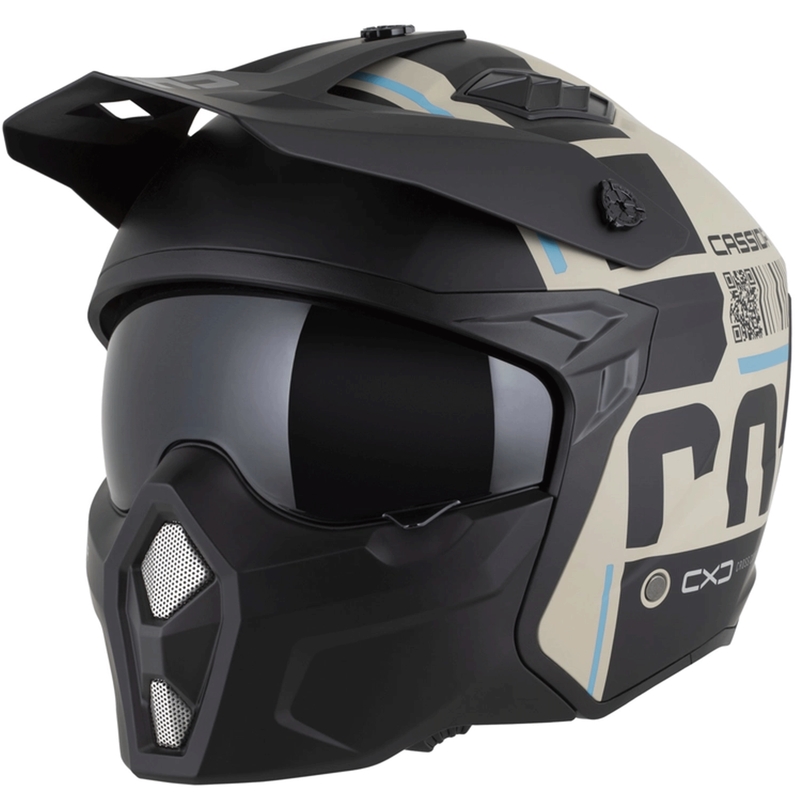 Casque de moto modulable Cross Country Code sable mat/noir/bleu clair