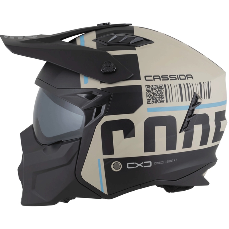 Casque de moto modulable Cross Country Code sable mat/noir/bleu clair
