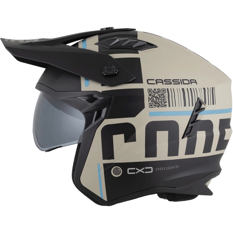 Casque de moto modulable Cross Country Code sable mat/noir/bleu clair