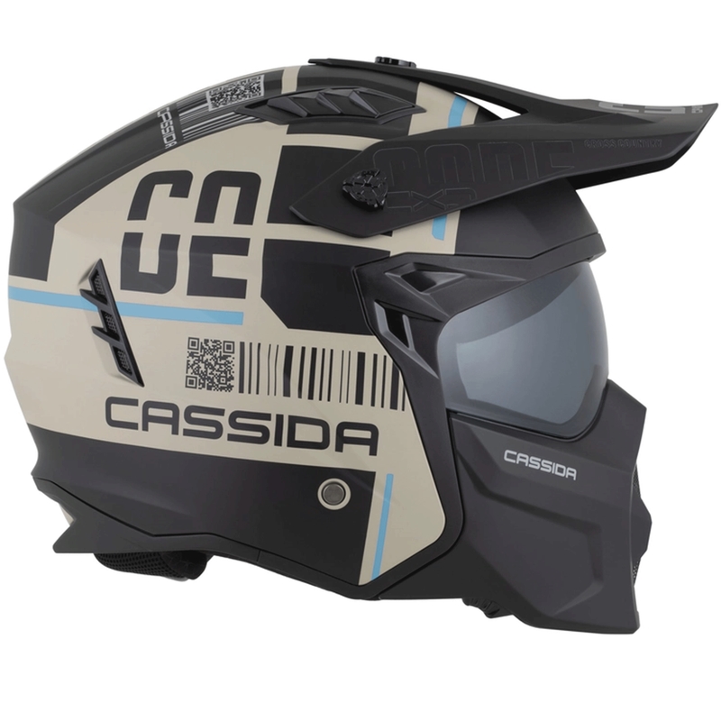 Casque de moto modulable Cross Country Code sable mat/noir/bleu clair