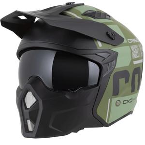 Casque de moto modulable Cassida Cross Country Code vert-gris-noir mat