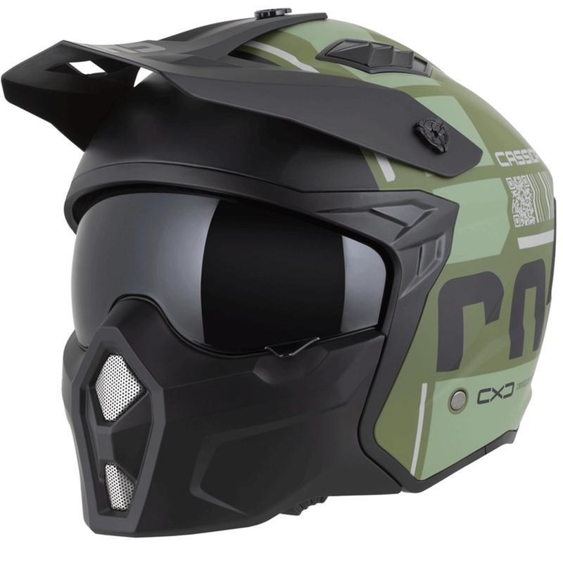 Casque de moto modulable Cassida Cross Country Code vert-gris-noir mat