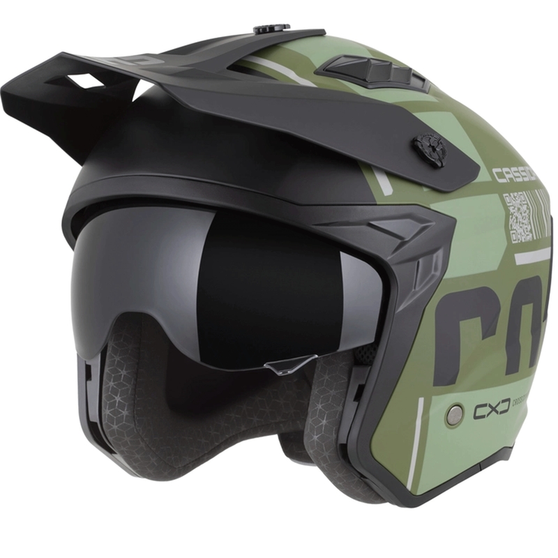Casque de moto modulable Cassida Cross Country Code vert-gris-noir mat