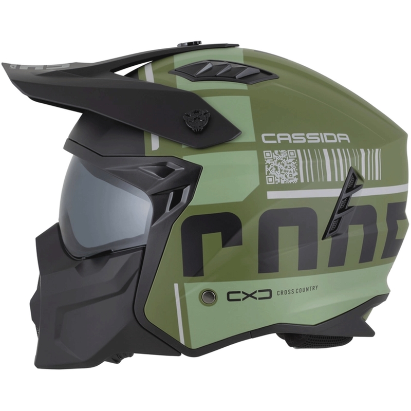 Casque de moto modulable Cassida Cross Country Code vert-gris-noir mat