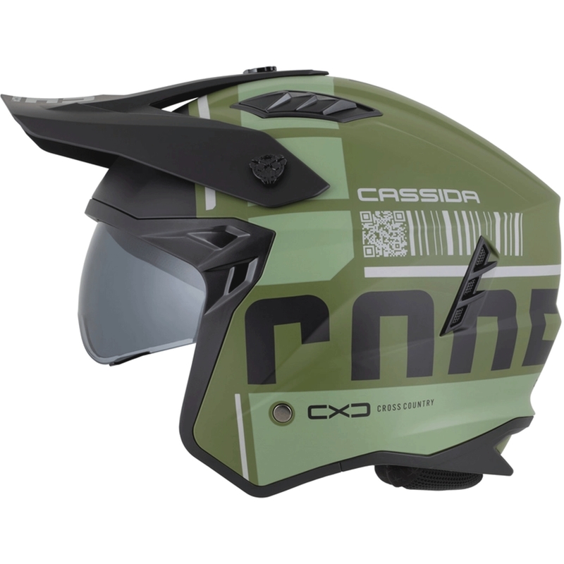 Casque de moto modulable Cassida Cross Country Code vert-gris-noir mat
