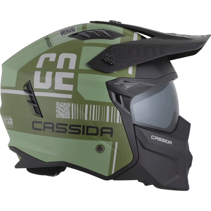 Casque de moto modulable Cassida Cross Country Code vert-gris-noir mat