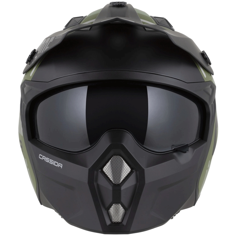 Casque de moto modulable Cassida Cross Country Code vert-gris-noir mat